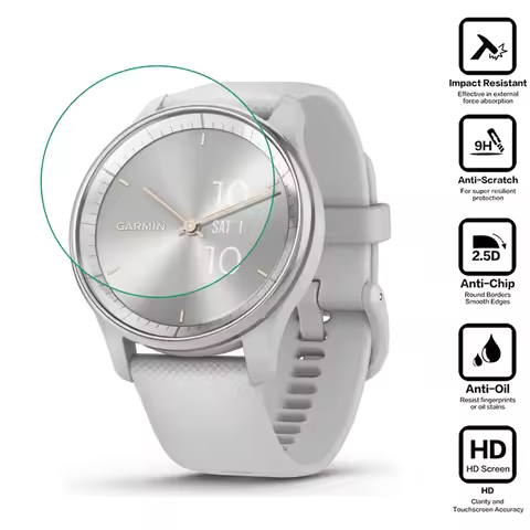 Hard Tempered Glass Clear Protective Film For Garmin Vivomove Trend Smartwatch Screen Protector Cove