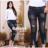 Jeans 7/9 stretch material. Banana Jeans. Jeans 7/9. 7/9 Jeans ripped not see through