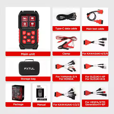 FXTUL-M4 Motorcycle Scanner Code Reader Engine ABS Tire Pressure lMMO System OBD2 Diagnostic for Hon