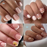 96pcs Square Press on Short Fake Nails with Flower