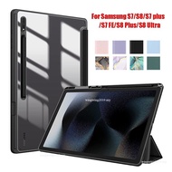 For Samsung Galaxy Tab S8 S7 11 Plus FE 12.4 inch Case Transparent Back Tablet Cover For Tab S8 11 inch Stand Case