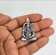 MEDITATING HANUMAN PENDANT WITH CHAIN SILVER PLATED
