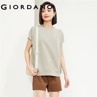 GIORDANO Women T-Shirts 100% Cotton Exposed Seam Tee Crewneck Cap Sleeve Simple Basic Fashion Casual