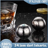 1 Set 2 Pc Es Reusable Ball Ice Cube 55mm Bulat Silver Stainless Steel