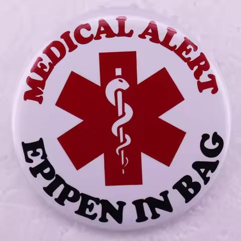 Medical Alert Epipen In Bag Pinback Button Pin Tinplate Badge Jewelry 58MM