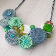 Recycled denim necklace Jeans necklace OOAK jewelry