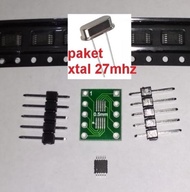 Paket IC si5351 signal clock generator &amp; PCB MSOP to DIP &amp; xtal 27MHz