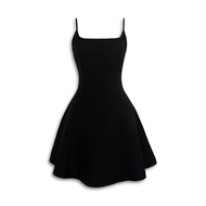 DALLA Đầm dây cổ vuông trơn 2 lớp (D44)