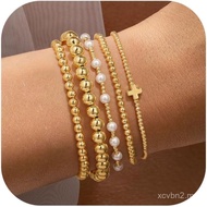 Yoosteel Gold Beaded Bracelets Set for Women Teen Girl Gifts Non Tarnish - 14K Gold Plated Dainty Ro