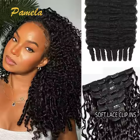 100% Real Human Hair Burmese Curly Clip in Hair Extensions 3C4A Lace Clip in 7pcs/set 120g Spirally 