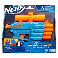 【SG Seller】Nerf Elite 2.0 Prospect QS-4 Blaster, 8 Official Nerf Elite Darts, 4-Dart Blasting, Non-Removable Targeting Scope