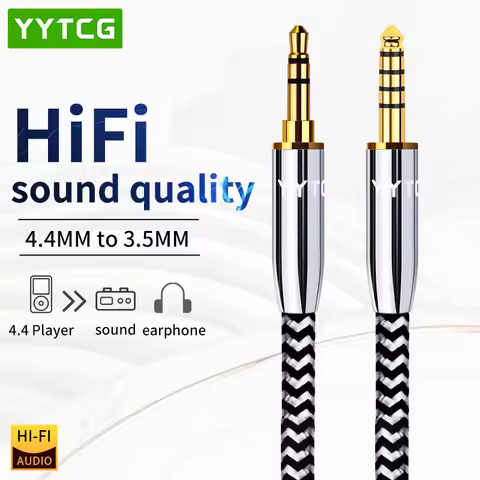 YYTCG HIFI Copper 4.4mm Balance to 3.5 mm aux jack input Balanced Audio Adapter Cable Male to Male f