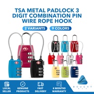 TSA Metal Padlock 3 Digit Combination PIN Wire Rope Hook, Anti-theft Secure Travel Lock
