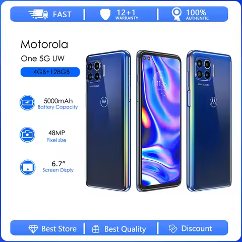 Original Unlocked Motorola One 5G UW XT2075 One Sim 4GB RAM 128GB ROM Octa-core 48MP 6.7'' 5000mAh A