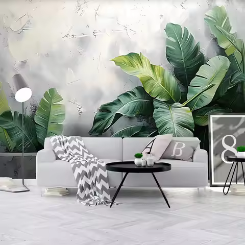 Custom Mural Wallpaper Nordic Modern Simple Art Leaves Fresco Living Room TV Sofa Bedroom Backdrop H