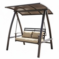 Removable Cushions Cast Aluminum Garden Swing Weather-Resistant 3-Person Garden Swing Anti-Skid Feet