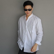KEMEJA SHIRT WHITE FENNEL LONGPOLOS WITH WHITE BUTTONS
