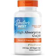 Doctor's Best High Absorption CoQ10 200mg with BioPerine Supplement - Coenzyme Q10 Caps for Heart He