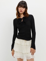 [Pomelo] เสื้อแต่งระบายและขอบหยัก / Lettuce Edge Ruffle Top