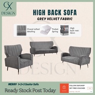 MERRY High Back Sofa 1+2+3 Sofa Set Offer GRAND VELVET 1+2+3 Seater Sofa / Sofa Set
