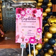 karangan bunga papan kertas / karangan bunga papan ucapan selamat, happy wedding