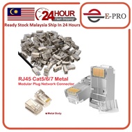 Cat5e/Cat6/CAt7 RJ45 Metal Modular Plug Connector 8P8C Modular Ethernet Cable Head Plug Gold-Plated 