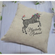 Embroidered Majestically Awkward Zebra Pillow Bantal Bersulam