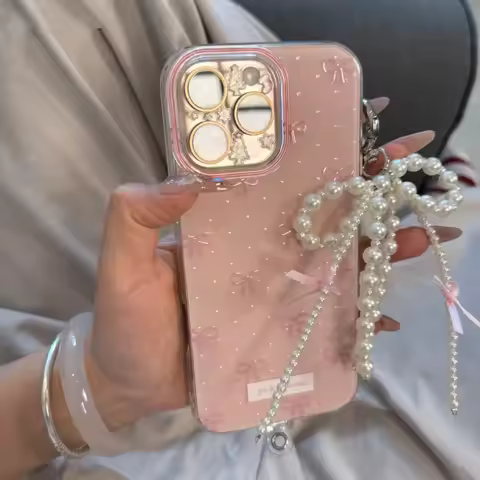 New Korea Bow Illustration Phone Case，For IPhone 16 15 14 13 12 17 Pro Max Mini Plus 16E 17 AIR，Pear