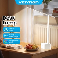 Vention Desk Lamp 3-Level Color Temp USB-C Rechargeable & Plug-in 180° Foldabl ProtectsEyes for Stud