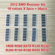 50 pcs 1% 2512 SMD ชุดตัวอย่าง Resistor 10 valueX5pcs = 50 pcs 1R00 R500 R470 R330 R220 R200 R150 R1