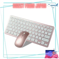 Wireless Keyboard and Mouse Set, Silent, Thin Compact, Connect 3 Devices Simultaneously, 2.4G+Blueto