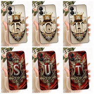 Motorola Moto G73 5G Cover Case Luxury Crown A-Z Letters 2D Flat Pattern Soft Phone Case Moto G73 Mo