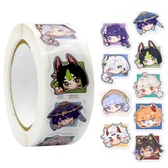 500 Pieces/roll Cartoon 2cm Square Genshin Impact Series Roll Stickers Decorative Hand Account Carto