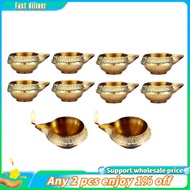 In stock-Alloy Metal Oil Lamp for Diwali Decoration 10 Pcs Kuber Diya for Diwali Diya Vilakku for Pu