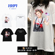 Adlv 2-way cool female t-shirt with cute hair-matching baby T-shirt local brand ADLV040