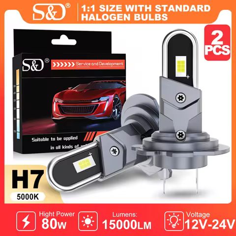 S&D H7 LED Canbus Car Headlight Bulb H4 H11 15000LM 80W 9005/9006 U-Shaped Led Wireless Auto Lamp fo