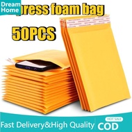 50Pcs Yellow Kraft Paper Bubble Mail Bags with Adhesive Sealed Waterproof Express Packaging Bags