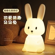 Rabbit Silicone Night Light Rechargeable Bedroom Bedside Sleeping Table Lamp Paiping with Sleeping C