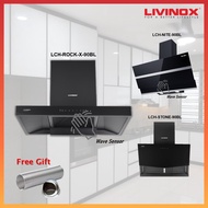 LIVINOX LCH-ROCK-X-90BL LCH-STONE-90BL LCH-NITE-90BL Slanted Chimney Hood Cooker Hood
