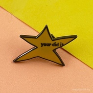"You Made It" Yellow Five-Pointed Star Metal Brooch Self-Inspiration Achievement Commemorative Backp