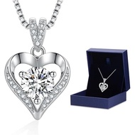 KRZ 1-3CT Moissanite Heart Necklaces for Women Wife, S925 'I LOVE YOU' Women's Jewelry, Anniversary 