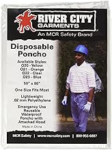 MCR Safety O22 50 by 80-Inch Schooner Jr. Polyethylene Single Ply Disposable Poncho with Attached Ho