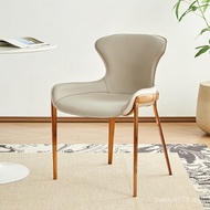 Backrest Chair Simple Restaurant Chair Advanced Designer Saddle Modern Dining Chair Genuine Leather 