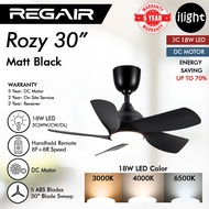 REGAIR ROZY 30 Inches DC Motor 16 Speed (8F+8R) 3C LED 5 Blade Remote Control Ceiling Fan Kipas Sili