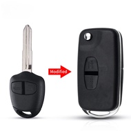 Modified Flip Folding Remote Key Shell Case for Mitsubishi Grandis Outlander with Uncut Blank Blade 2 Buttons
