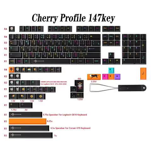 1 Set GMK Mictlán Keycaps Cherry Profile PBT Dye Sublimation Keycap Russian Korean Key Caps For Keyc