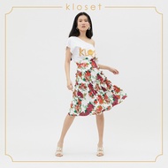 KLOSET Floral Print Flare Skirt (SS20-S004) กระโปรงพิมพ์ลายดอกไม้