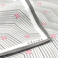 Celine 古董絲巾 - 幾何圓點線條手帕 19 x 19 英吋