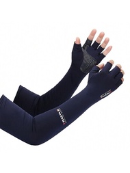 1對手臂套,帶指套,適用於騎行、釣魚、防曬、冰袖