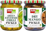 Add me Stuffed Green Chilli Pickle & Dry Mango Pickle, Sukha Aam Ka Achar, 500Gm Each. Rajasthani In